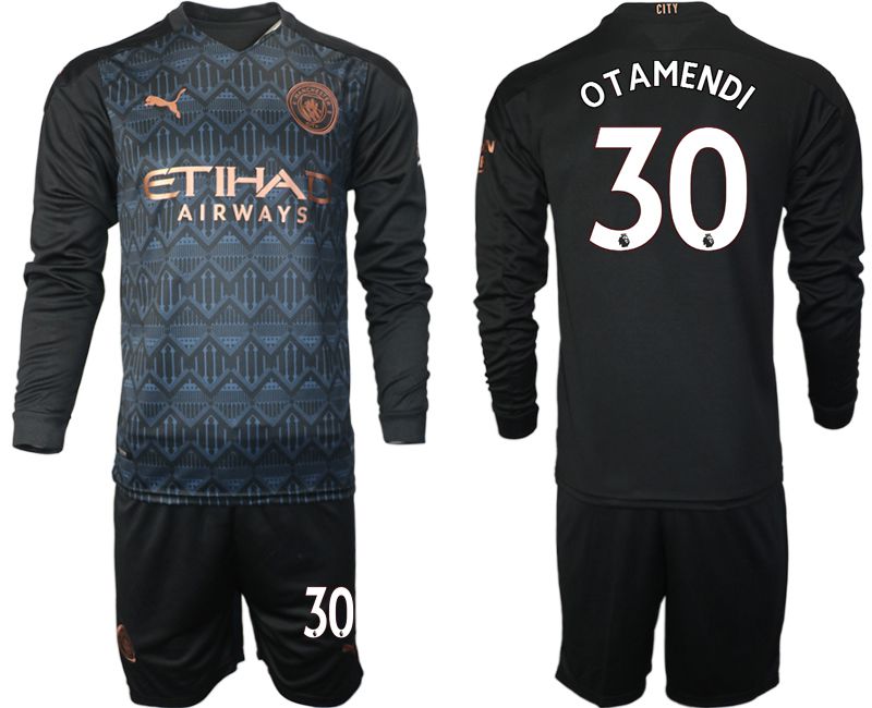 Men 2020-2021 club Manchester city home long sleeve #30 black Soccer Jerseys->manchester city jersey->Soccer Club Jersey
